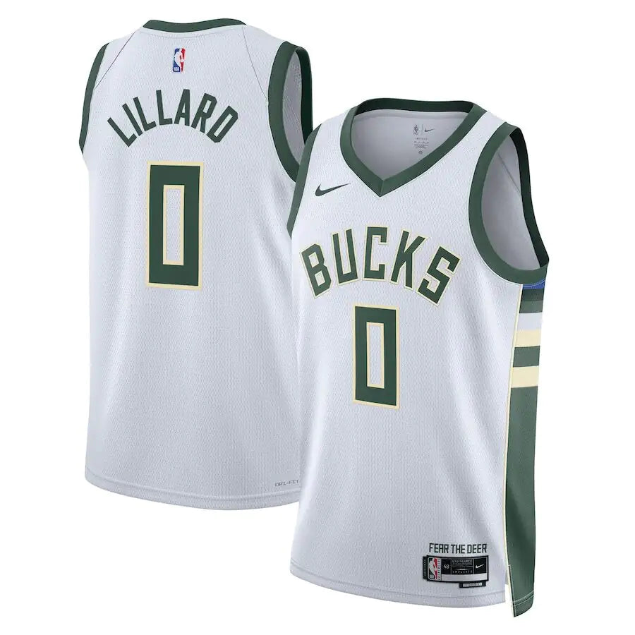 Men's Milwaukee Bucks Damian Lillard White Jersey